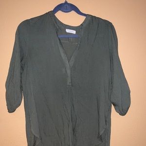 Army green 3/4 sleeve blouse
